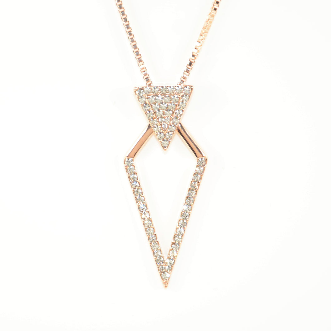 Rose Gold Crystal Diamond Design Necklace (VIP 6R)