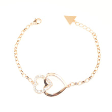 Load image into Gallery viewer, Rose Gold Crystal Double Heart Bracelet (VIP16R)
