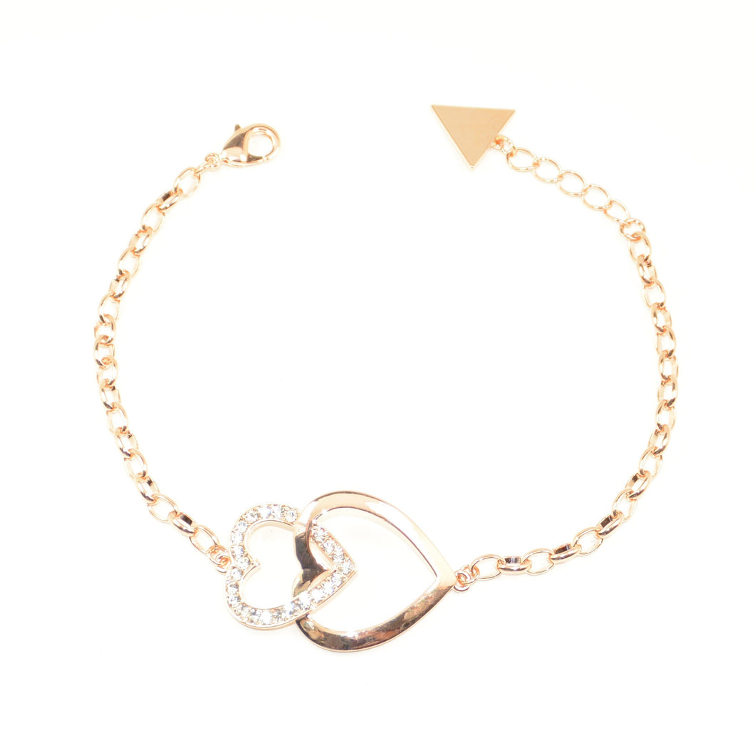 Rose Gold Crystal Double Heart Bracelet (VIP16R)