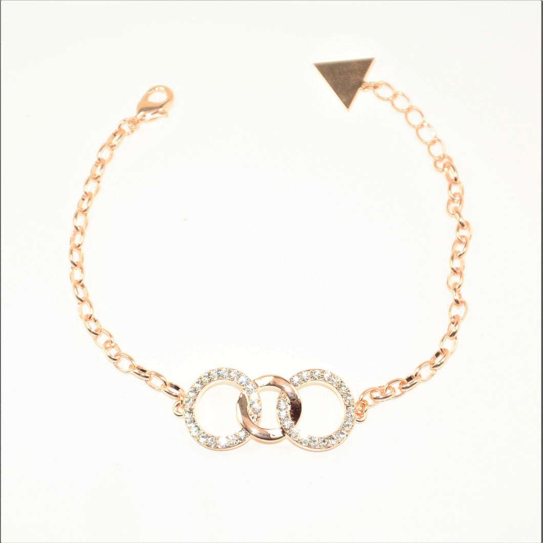Rose Gold Crystal Triple Circle Bracelet (VIP 41R)