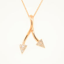 Load image into Gallery viewer, Rose Gold Crystal Double Arrow Necklace (VIP 44R)
