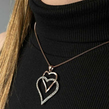 Load image into Gallery viewer, Rose Gold Crystal Double Heart Necklace (VIP 25R)
