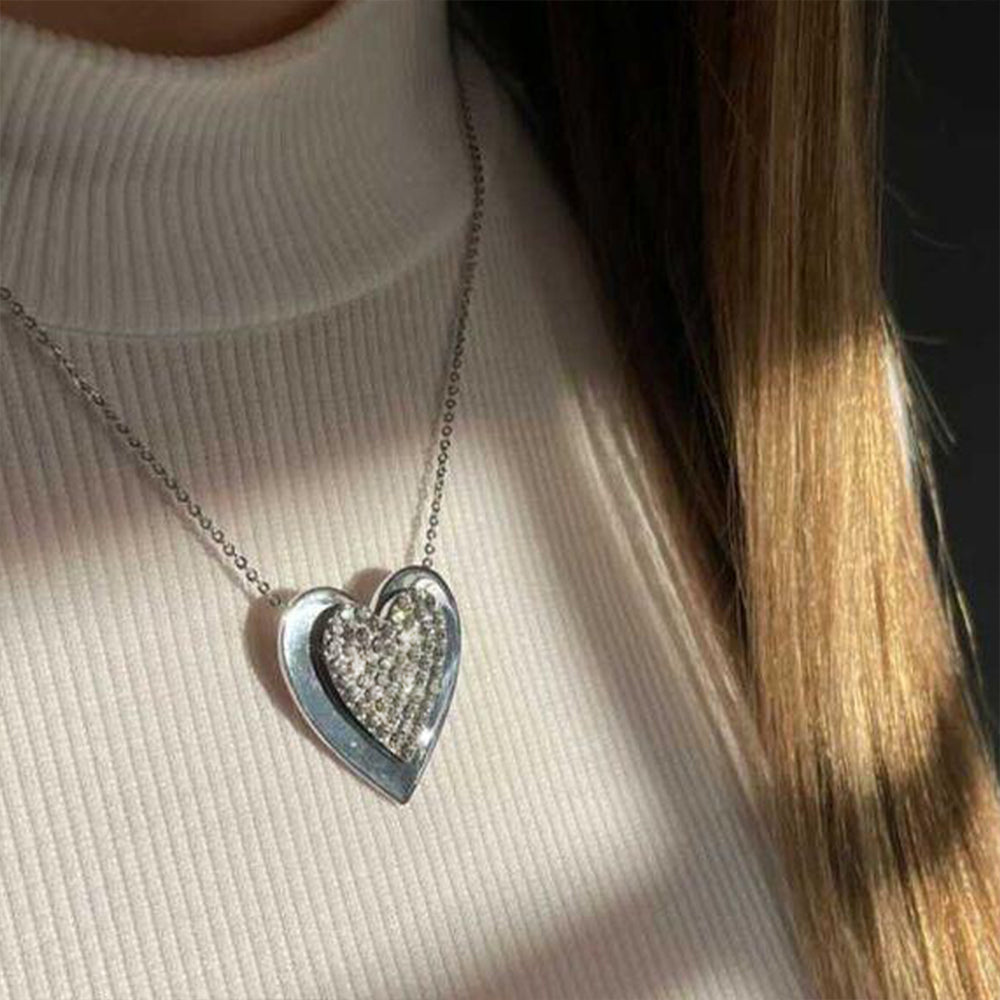 Silver Crystal Onset Heart Necklace (VIP 3)