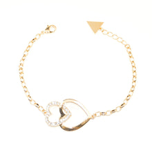 Load image into Gallery viewer, Gold Crystal Double Heart Bracelet (VIP 16G)
