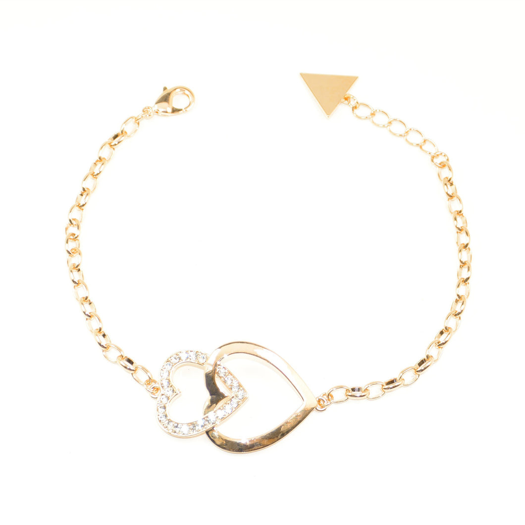 Gold Crystal Double Heart Bracelet (VIP 16G)