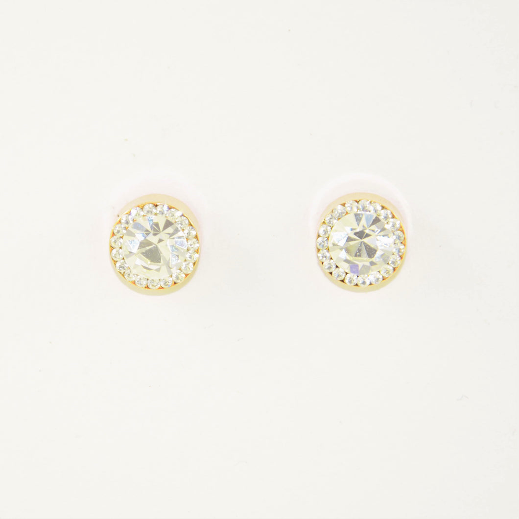 Gold Crystal Raised Stud Earrings ( VIP 26G)