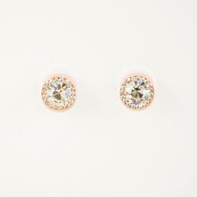 Load image into Gallery viewer, Rose Gold Crystal Raised Stud Earrings (VIP 26R)

