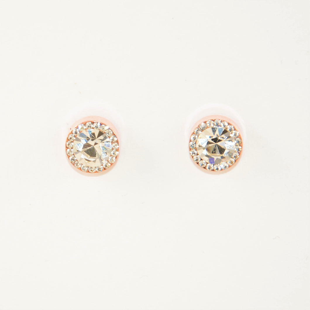 Rose Gold Crystal Raised Stud Earrings (VIP 26R)