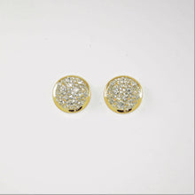 Load image into Gallery viewer, Gold Crystal Pave&#39; Button Stud Earrings (VIP 29G)
