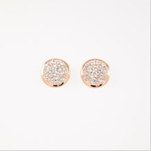 Load image into Gallery viewer, Rose Gold Pave&#39; Crystal Button Stud Earrings ( Vip 29R)
