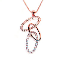 Load image into Gallery viewer, Rose Gold Crystal Triple Interlinked Oval Necklace (VIP 39R)
