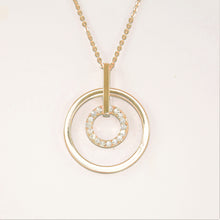 Load image into Gallery viewer, Gold Crystal Double Circle Drop Necklace (VIP 42G)
