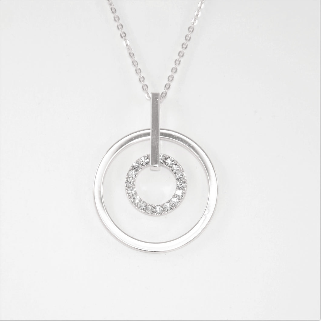 Crystal Double Circle Drop Necklace (VIP 42)