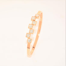 Load image into Gallery viewer, Rose Gold Crystal Offset Square Bangle (Vip61R)
