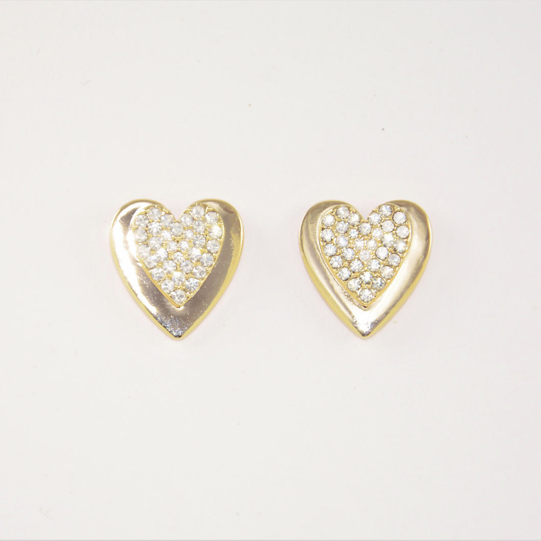 Gold Crystal Onset Heart Stud Earrings (VIP74G)