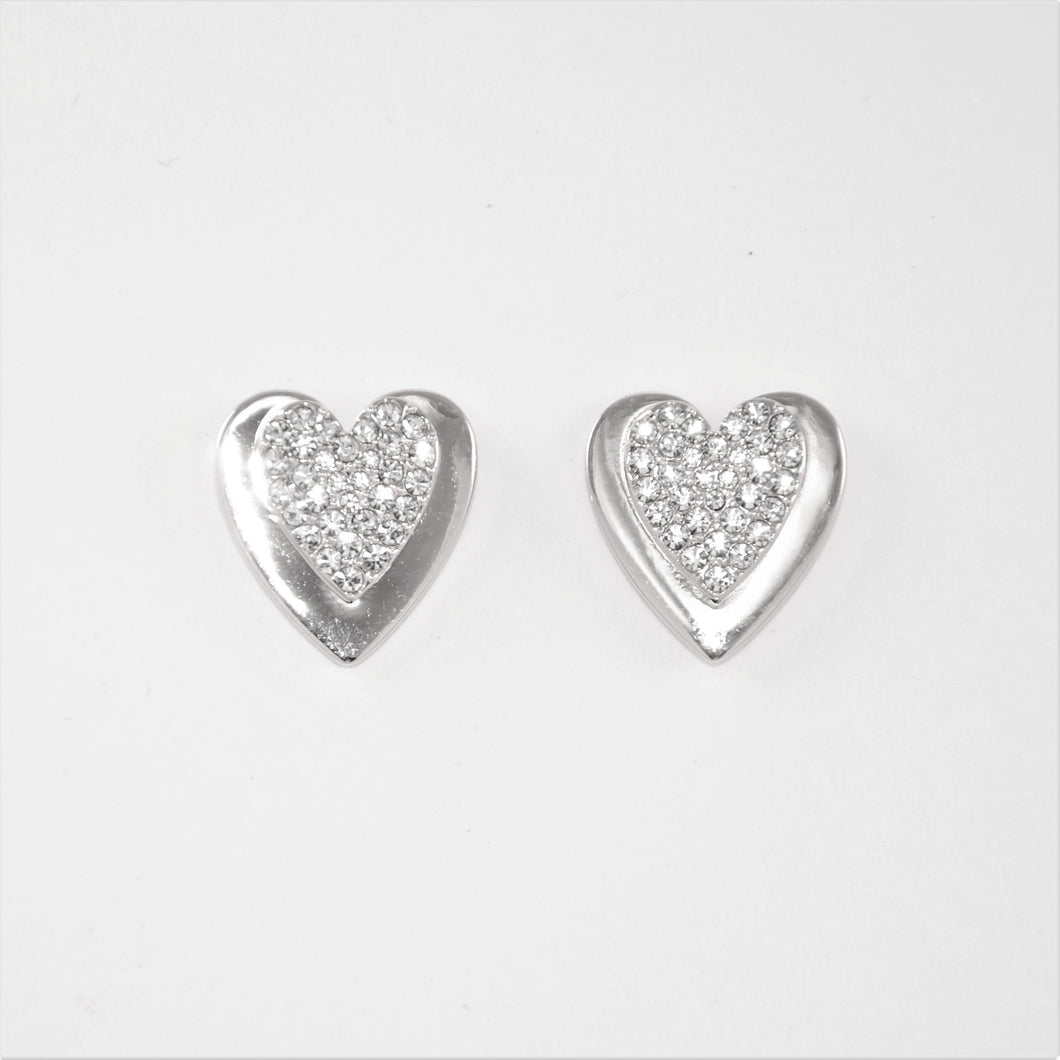 Crystal Onset Heart Stud Earrings (Vip78)