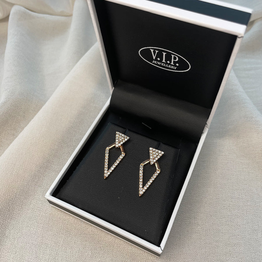 Rose Gold Crystal Diamond Design Earrings (VIP 8R)