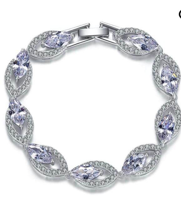 Pear Shaped Crystal Link Bracelet (Vip31)