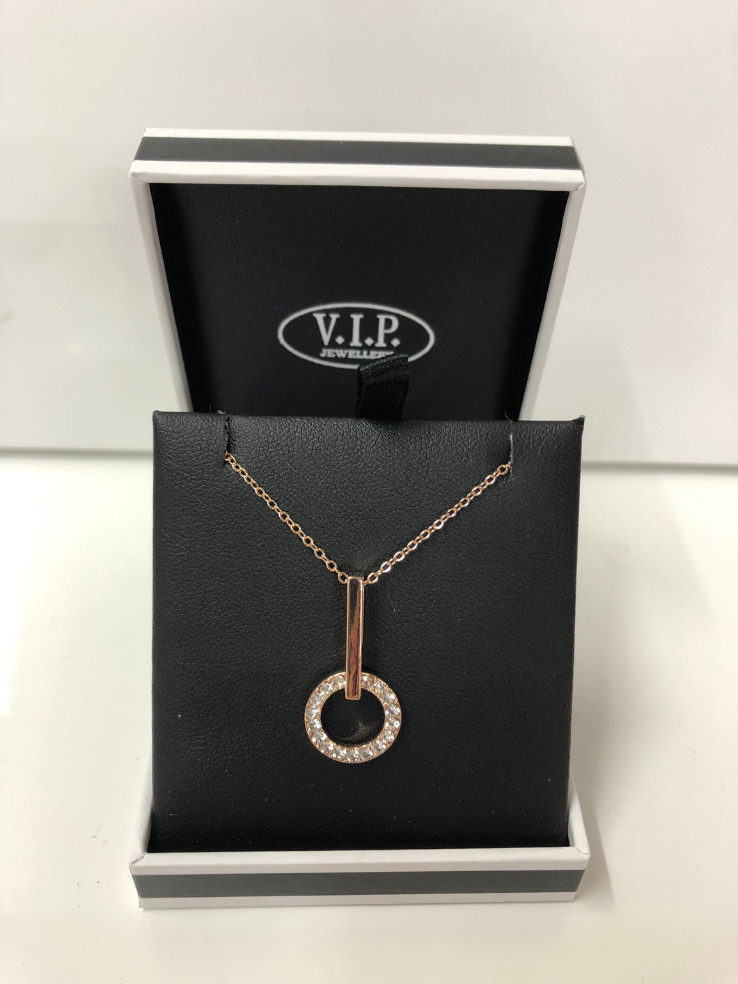 Rose Gold Crystal Drop Necklace (VIP 13R)