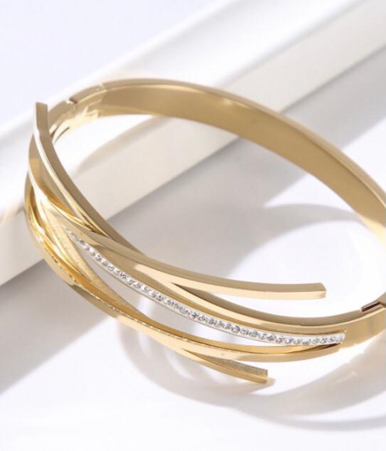 Gold Crystal Multi Layer Bangle ( VIP 57G)