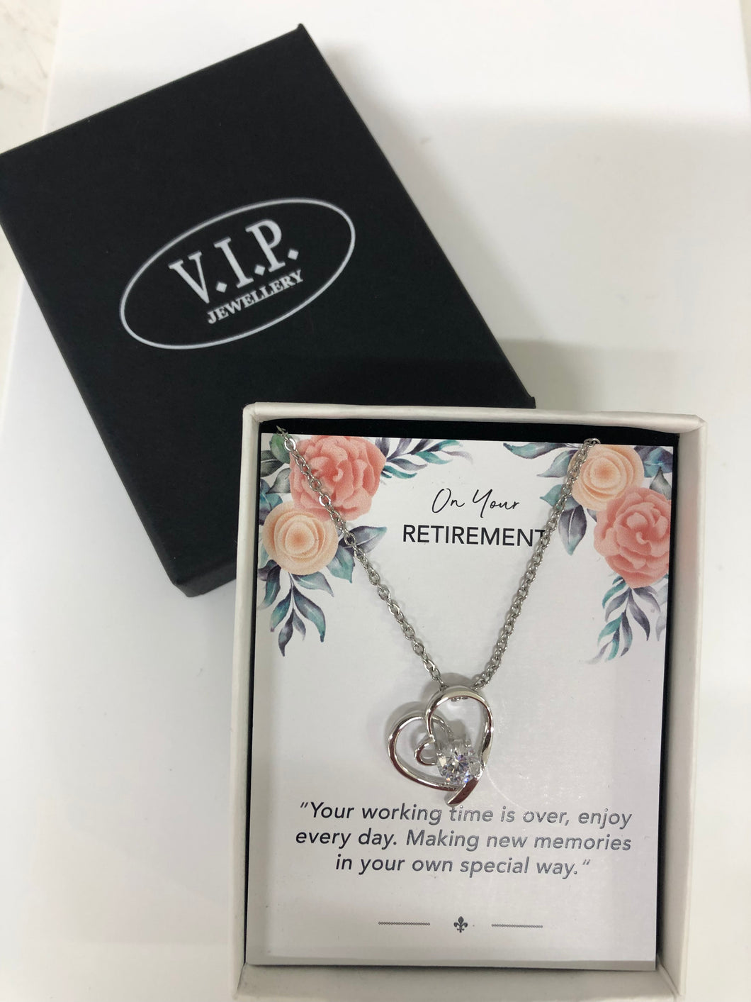 Retirement Sentiment Heart Necklace