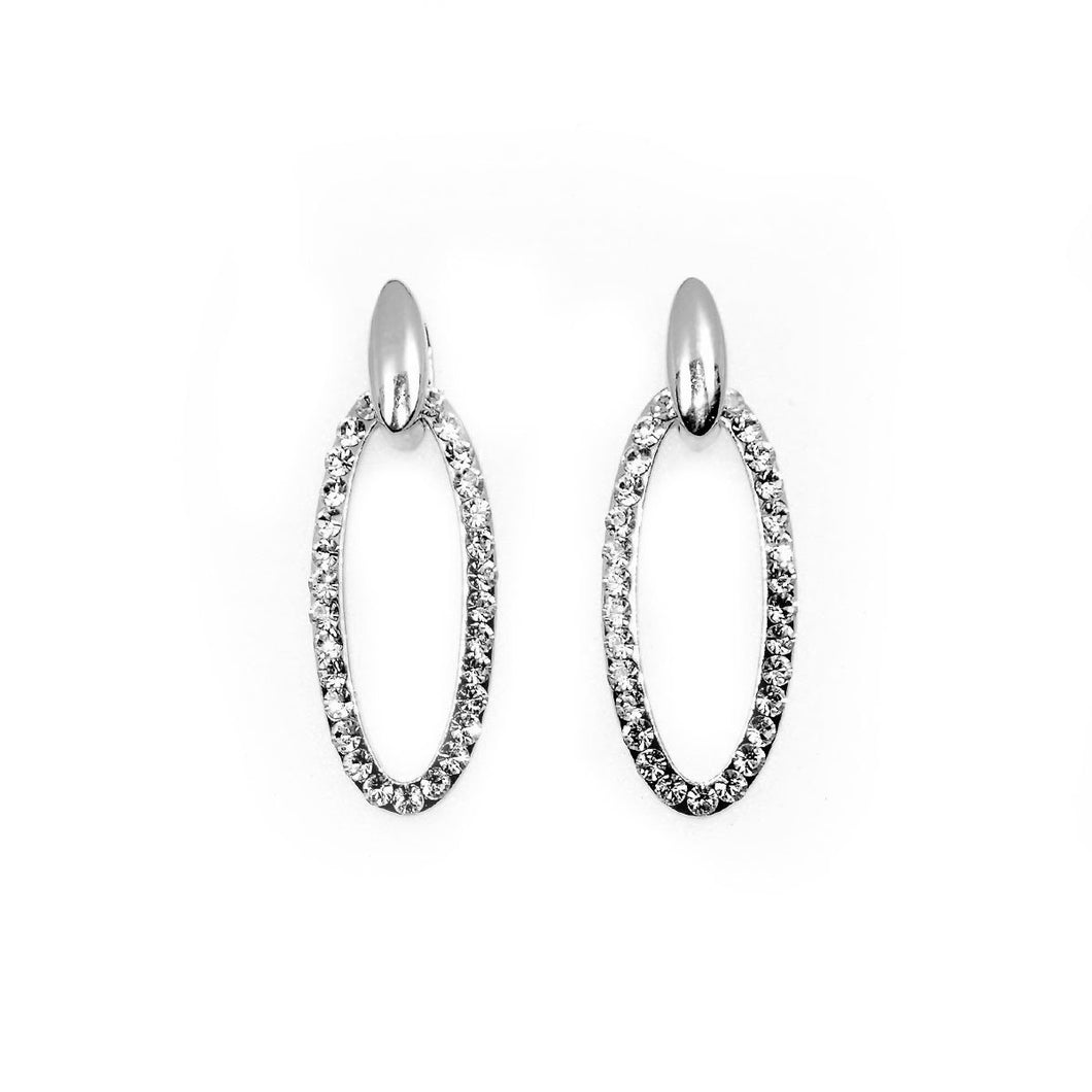Silver Crystal Oval Drop Earrings (VIP 22)