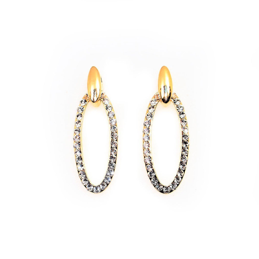 Gold Crystal Oval Drop Earrings (VIP 22G)