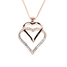 Load image into Gallery viewer, Rose Gold Crystal Double Heart Necklace (VIP 25R)
