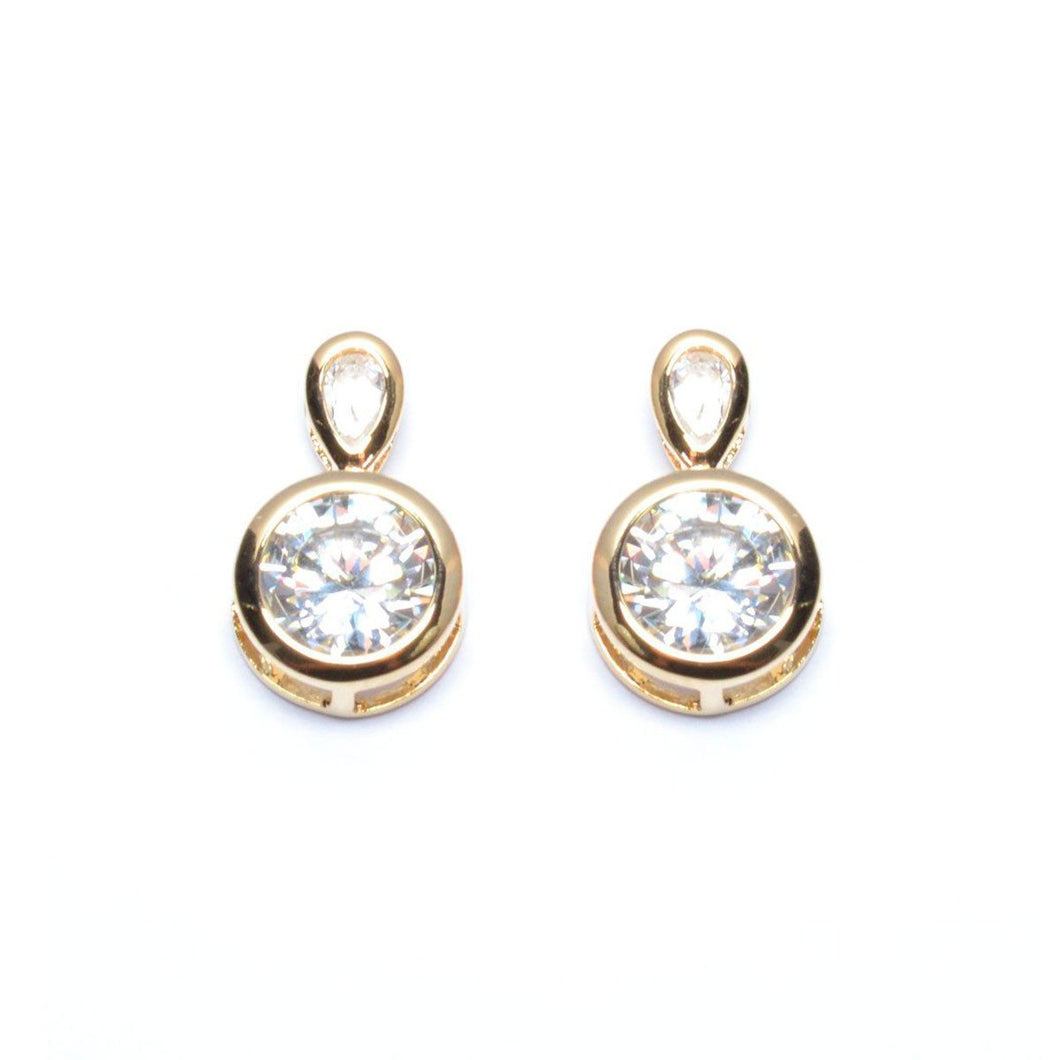 Gold Crystal Cabochon Drop Earring (VIP 36R)