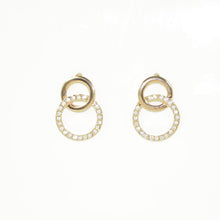 Load image into Gallery viewer, Gold Crystal Double Circle Stud Earring (Vip 40G)
