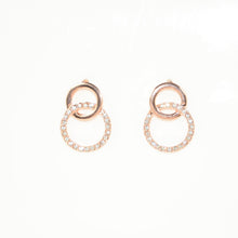 Load image into Gallery viewer, Rose Gold Crystal Double Circle Stud Earring (VIP 40R)
