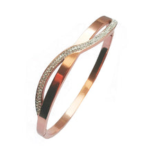 Load image into Gallery viewer, Rose Gold Crystal Crossover Bangle ( VIP56R)
